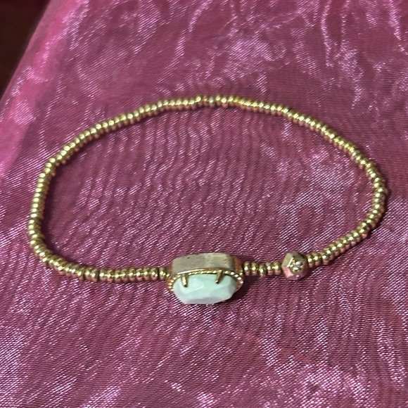 Kendra Scott Gold Beaded Bracelet with blue green Stone - Picture 2 of 4